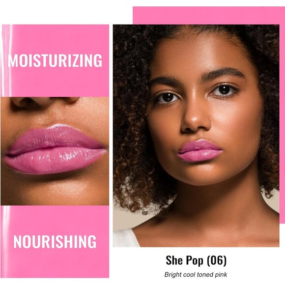🆕 Bright Cool Pink Lipstick Moisture Shine Tinted Lip Balm Vegan Cruelty-Free - Picture 2 of 10